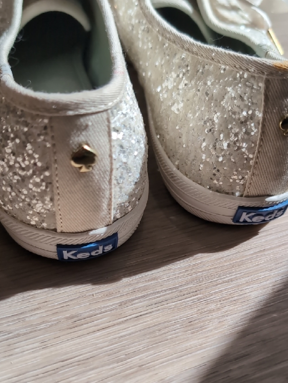 kate spade x Keds Glitter Ribbon Lace-Up Sneakers -  Silvery  Sparkle - Picture 8 of 12